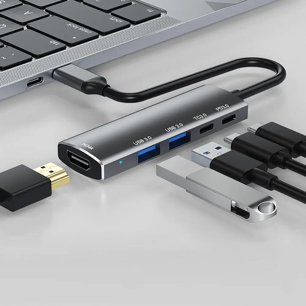 

Разветвитель для ноутбука 5 в 1 USB 3,0, расширитель Type-C 4K HDMI док-станция