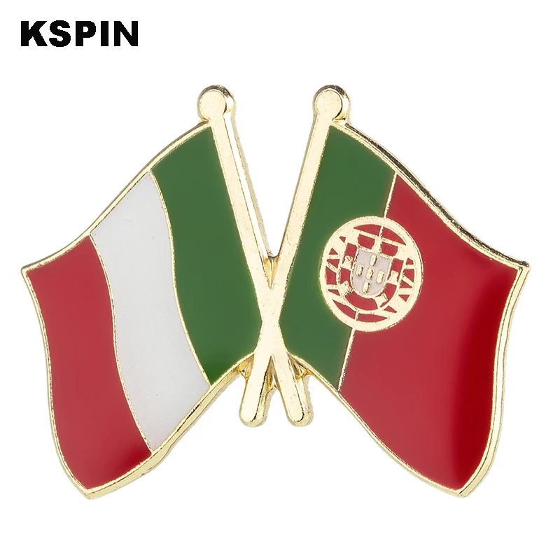 

Italy and Portugal Friendship Badge Lapel Pin Brooch Lapel Pins Badges on Backpack Pin Brooch