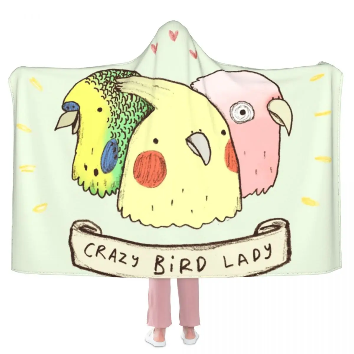 

Женское одеяло Crazy Bird, удобное Флисовое одеяло с капюшоном в виде попугая, мягкое модное покрывало для медитации