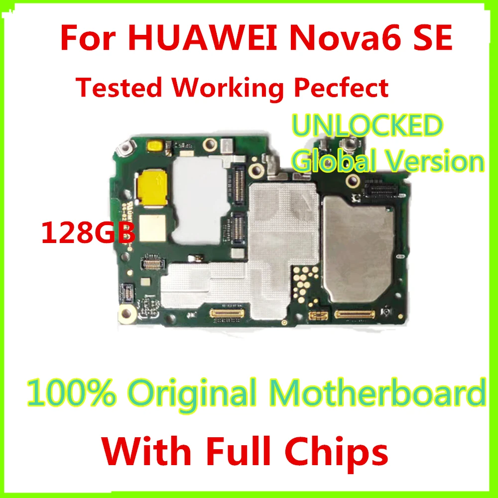 

Original Work Well Unlocked For Huawei NOVA 6SE Motherboard Mainboard For Huawei Nova 6SE Logic Board 128GB With Chips