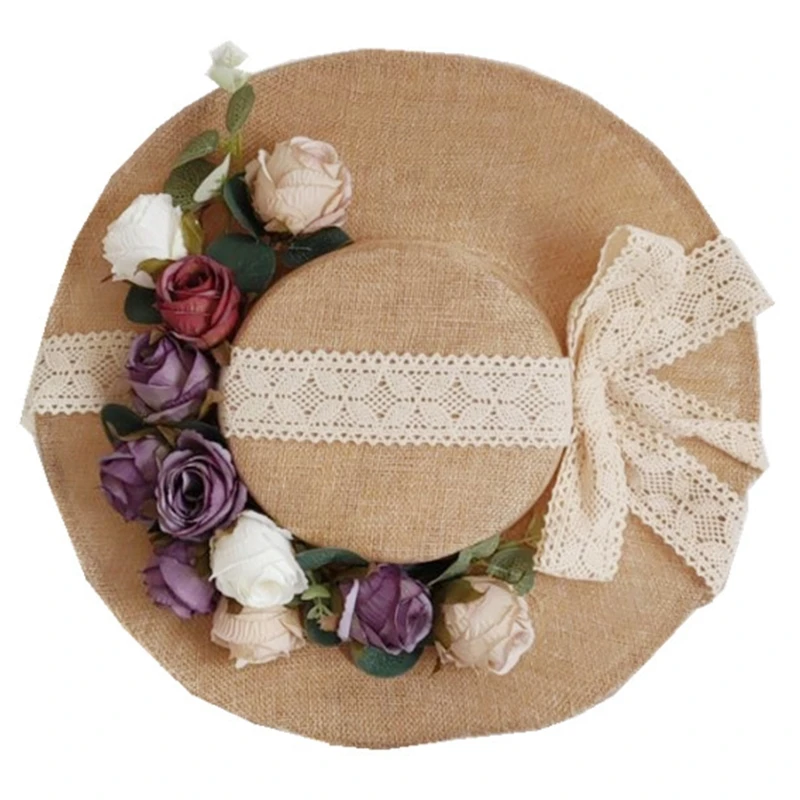 

Женская Солнцезащитная плоская шляпа с цветочным декором, летняя Складная женская шляпа