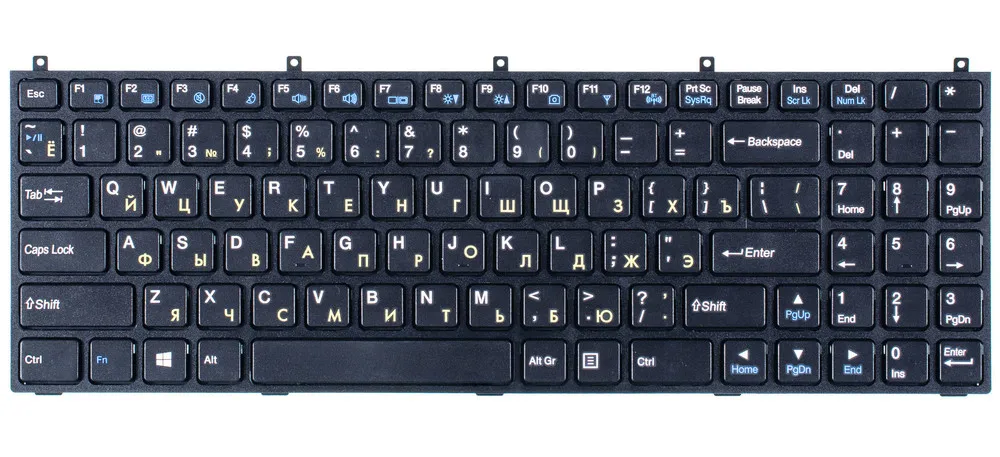 Keyboard black with frame for Clevo dok-v6185a 88-00-ru laptop keyboard |