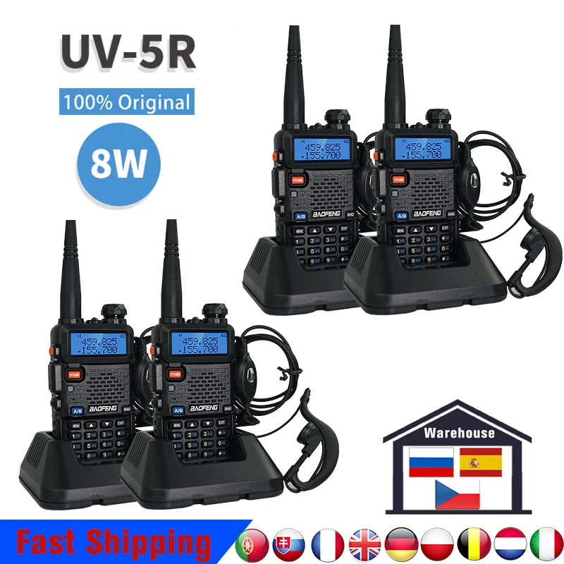 Original Real 8W Baofeng UV 5R Walkie Talkie uv5r Dual Band VHF/UHF136-174Mhz&400-520Mhz 128CH Ham Radio Fast delivery No delay