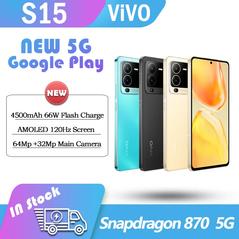 

vivo S15 Qualcomm Snapdragon 870 5G smart phone 66W Super Flash 12GB+256GB google play 64Mp main camera phone NFC AMOLED 120HZ