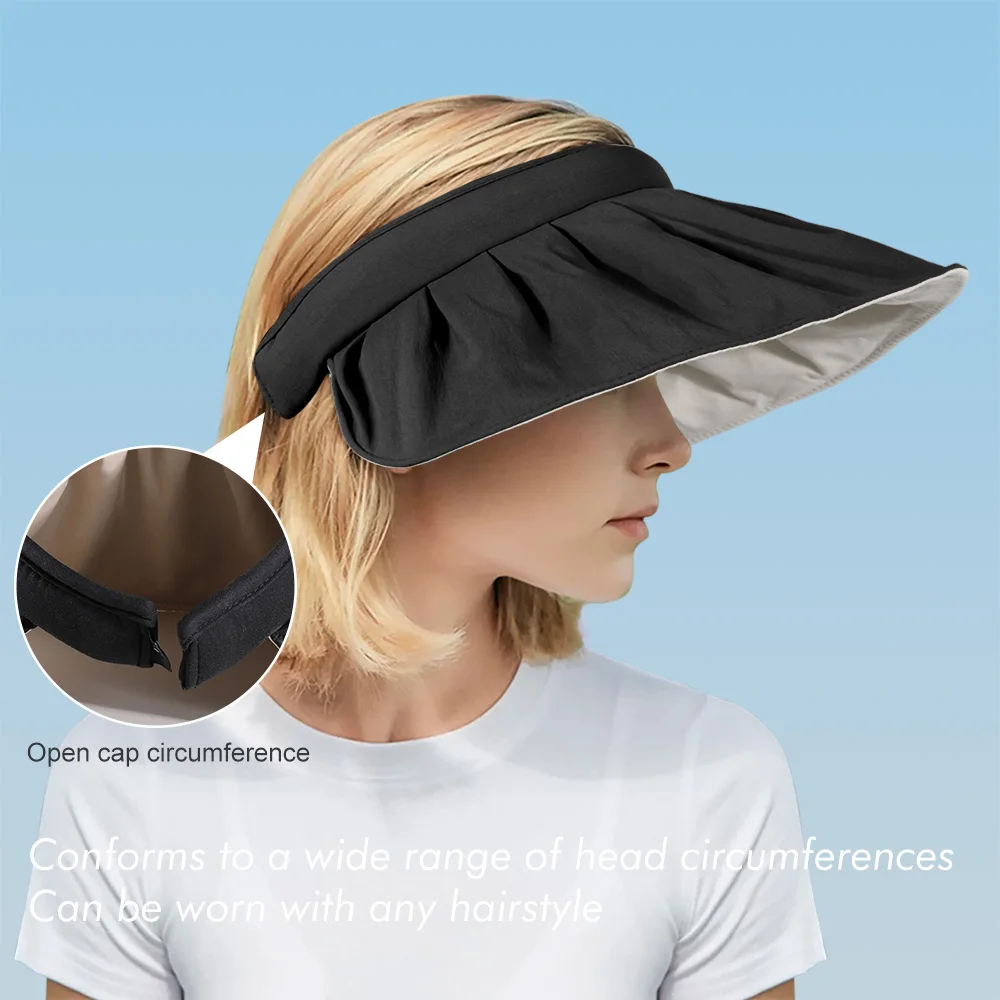 Women Sun Hat Multi-function Sun Protection Foldable Hairpin Dual Use Outdoor Travel Hiking Fashion Big Brim Beach Shell Hat