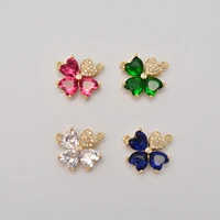 flower petal heart rhinestone pendant necklace noble luxury jewelry accessories diy bracelet chain making supplies zircon brass