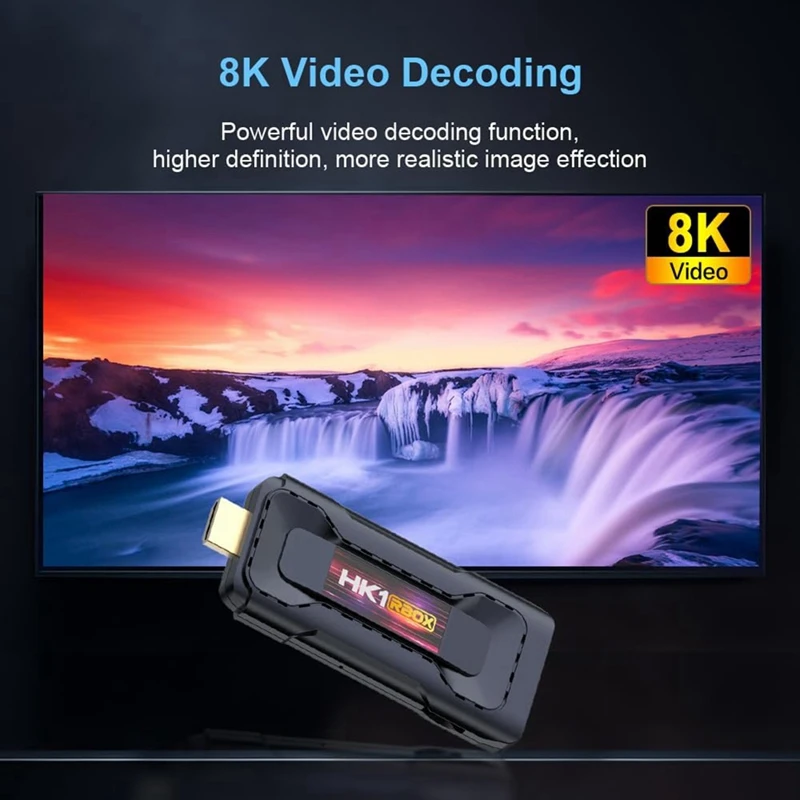 HK1RBOX D8 Android 13.0 TV Stick 2G+16GB RK3528 Четырехъядерный ARM Corter BOX Поддержка Dual 2.4G/5G Wi-Fi6 BT 5.0 USB 3.0