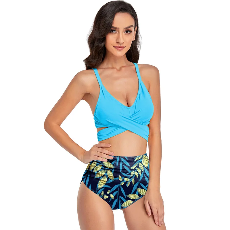 

Купальник-бикини с принтом лимона и желтого цвета, со средней талией