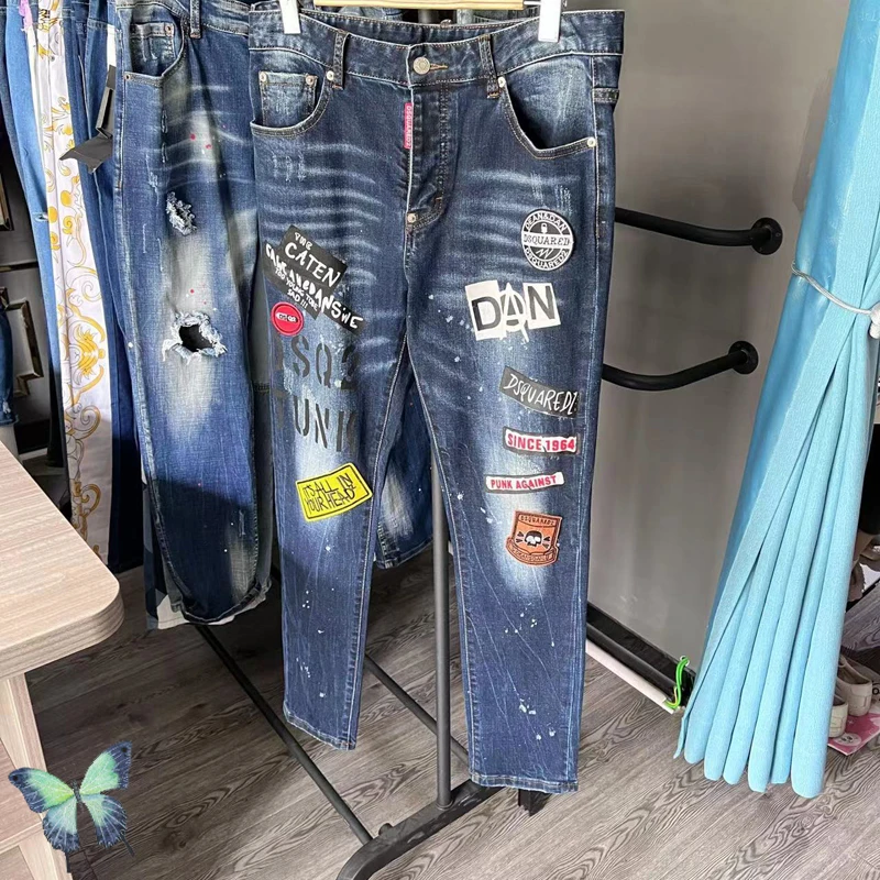 

Broken Damage Design DSQ2 Softener Jeans Button Fly ICON Blue Denim Pants