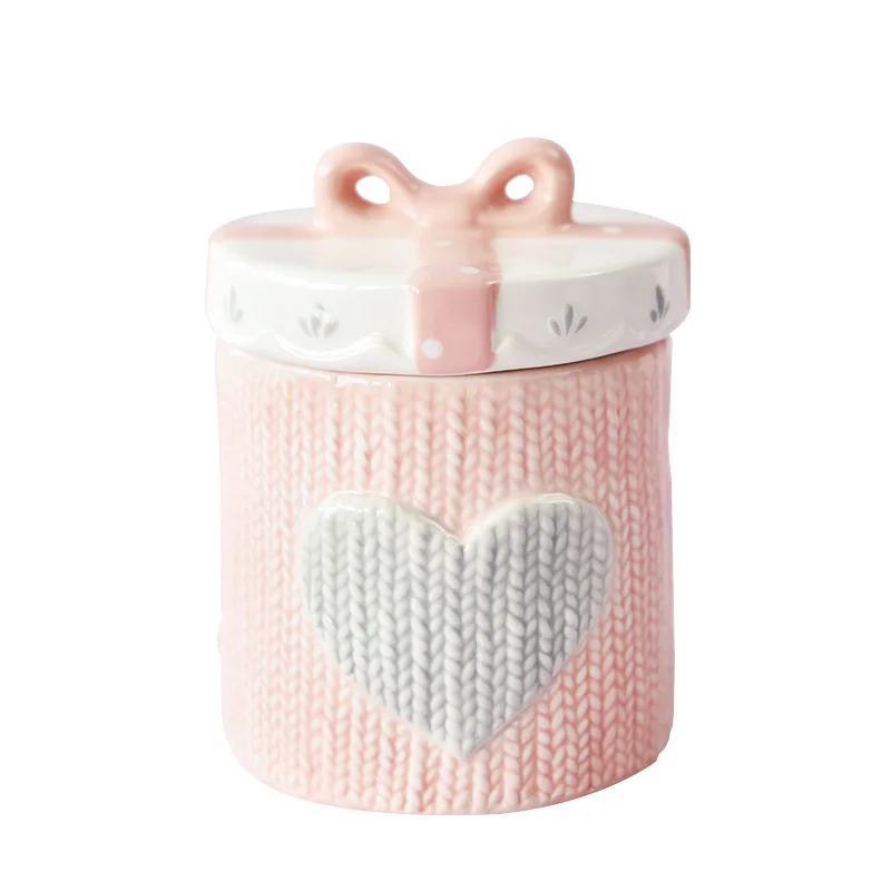 

Tea Caddy ceramic round box cute gift box serving food beverages