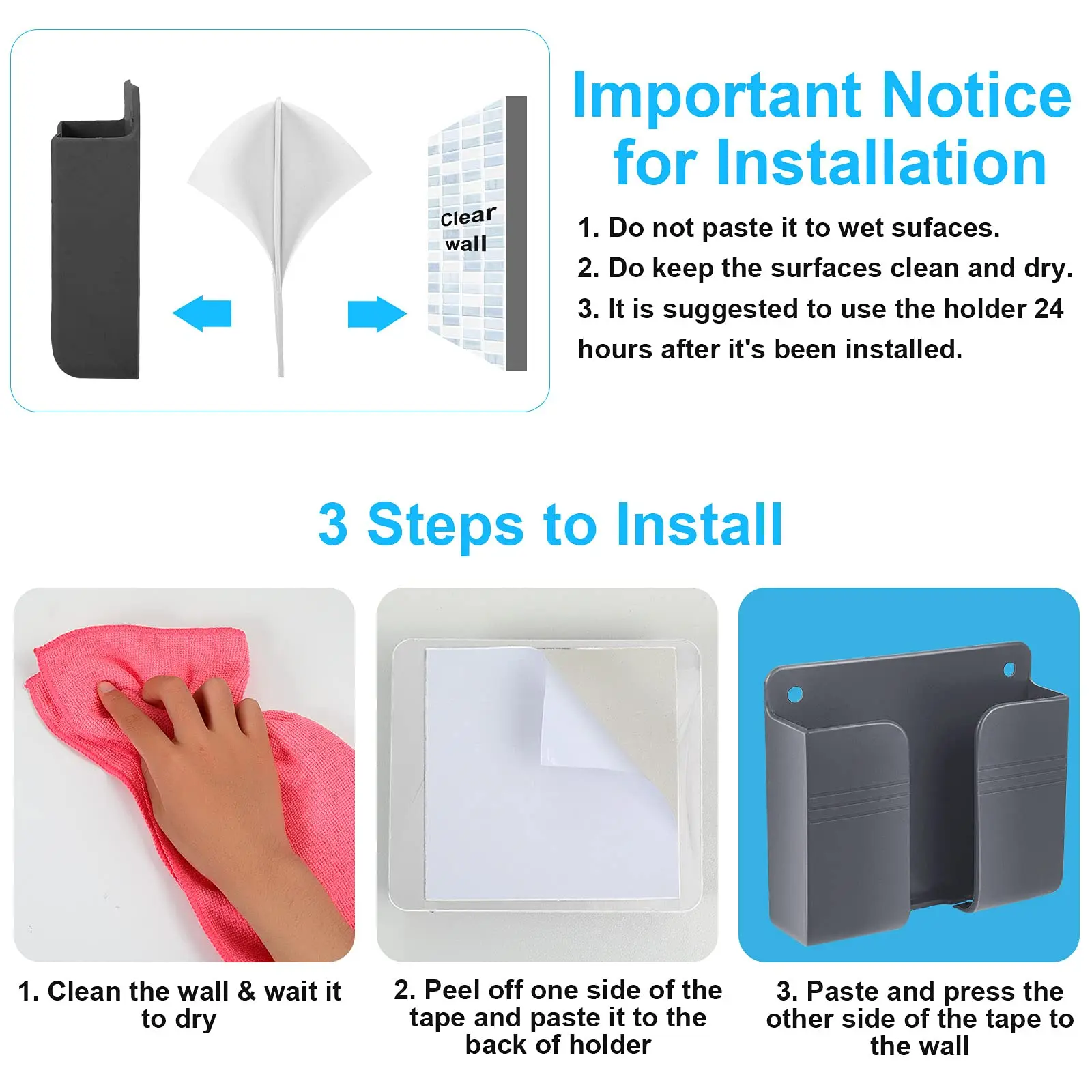 wall mounted organizer storage box mobile phone charging remote control bedside holder container living room kitchen storage free global shipping