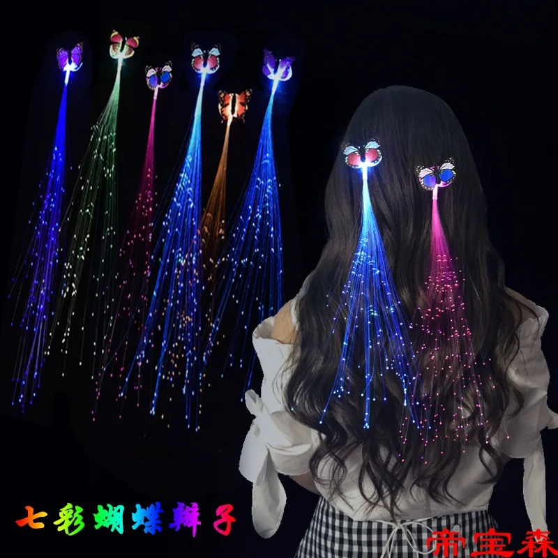 

Glow LED Light Up Fiber Optic Barrettes Party Favors Dance Hairpin Clip Flashing Braid Leuchtrekquisiten Wedding Christmas Gift