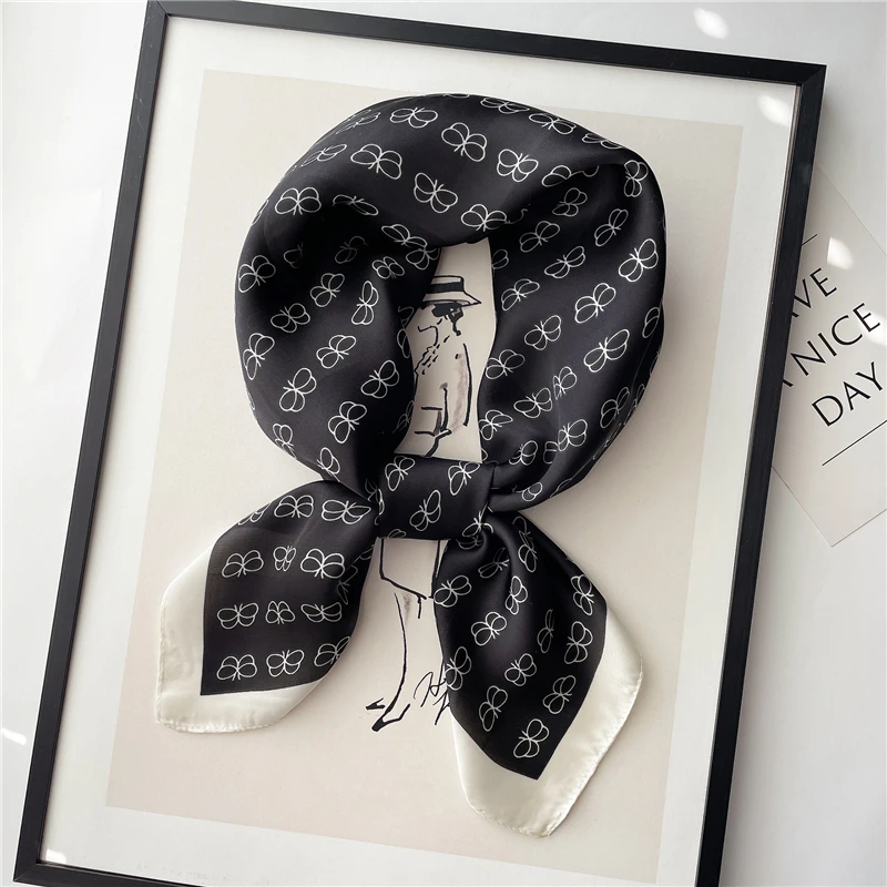 

Silk Satin Square Scarf for Women Luxury Print 70cm Hair Band Wirst Female Headkerchief Shawl Wrap Hijab Bandana 2021 New