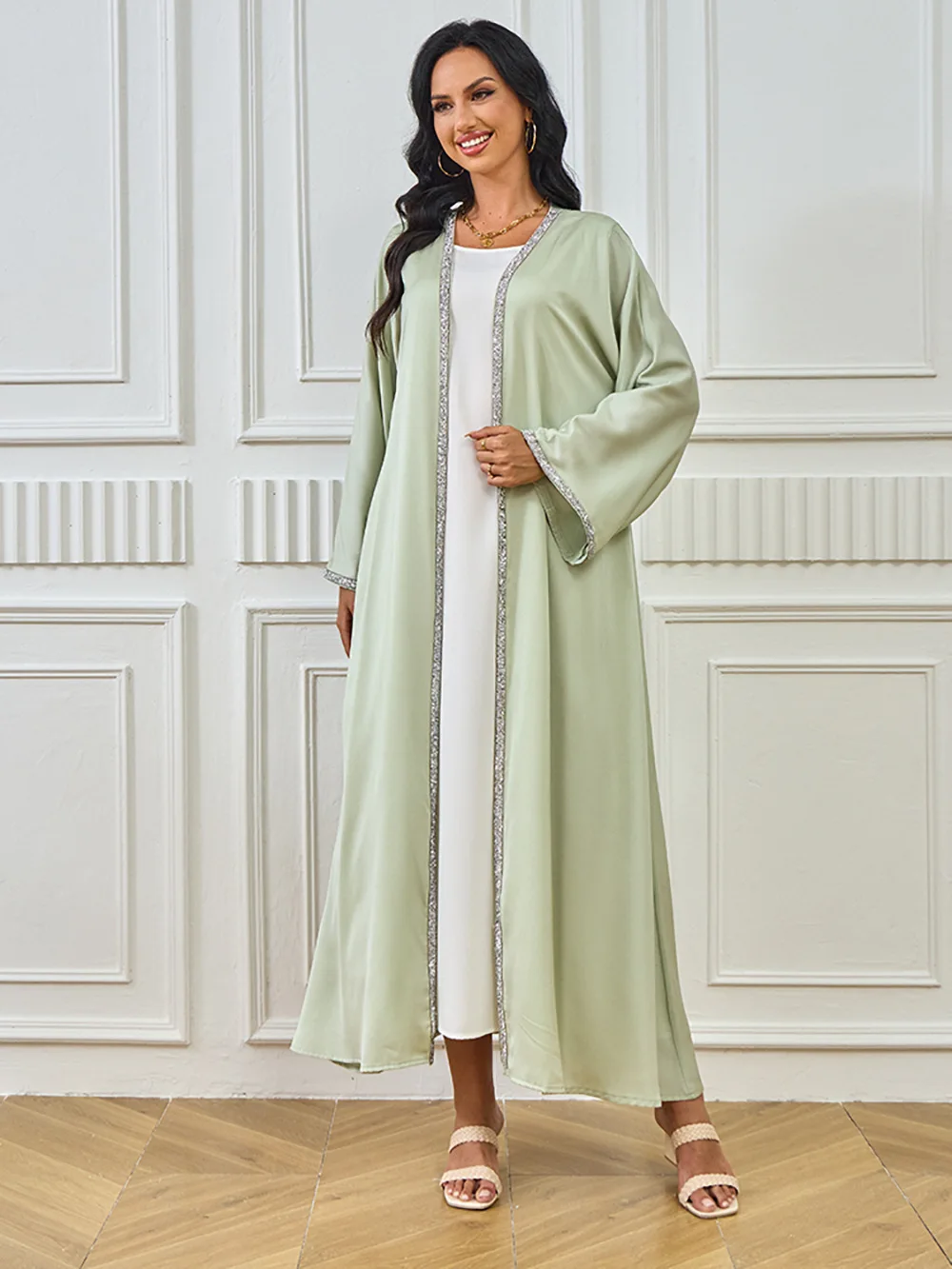 Кимоно Абая Турция Открытые Для Женщин Дубай Роскошные Мусульманские Платья