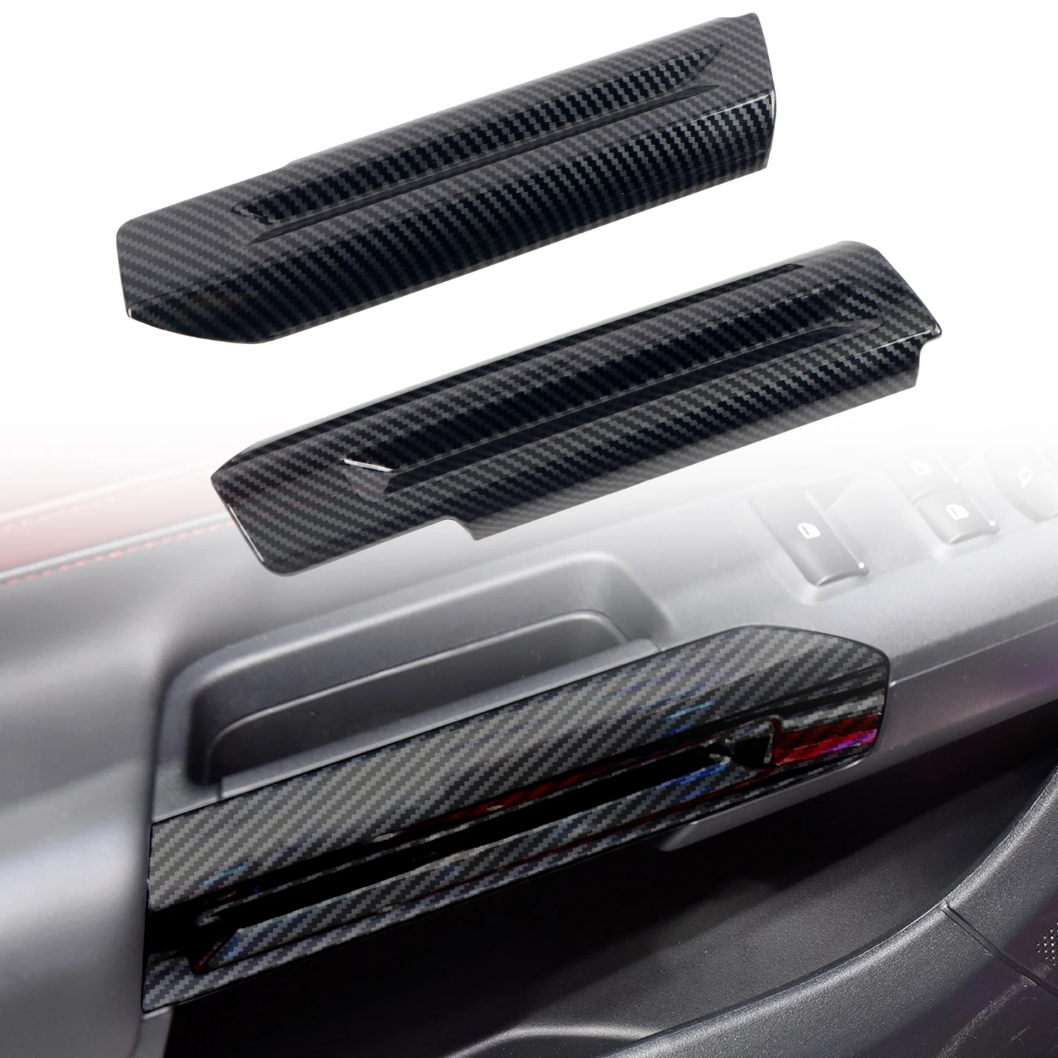 

Автомобильные аксессуары для Ford Mustang 2024 2025 ABS из углеродного волокна с принтом, внутренние дверные ручки, обшивка, 2 шт.