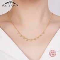 kameraon real 925 sterling silver elegant fashion bead chain necklace for women wedding temperament party date fine jewelry gift