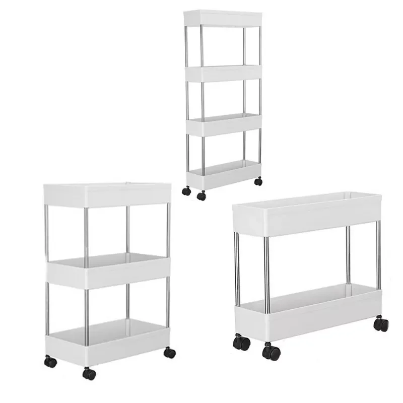 

2/3/4 Tier Rolling Utility Cart Storage Shelves with Roller Wheels Organizer Shelf for Kitchen Bathroom Office wholesales
