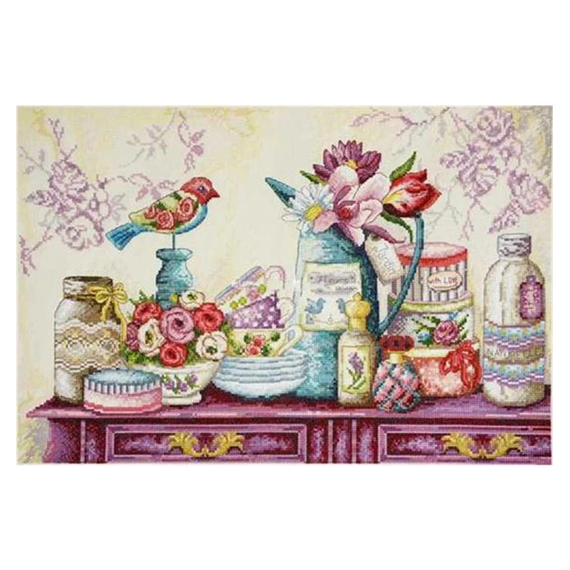

Cross Stitch Cotton Kit 18CT 14CT 11CT Chino Embroidery Handmade Material Bag for Cabinet Decoration