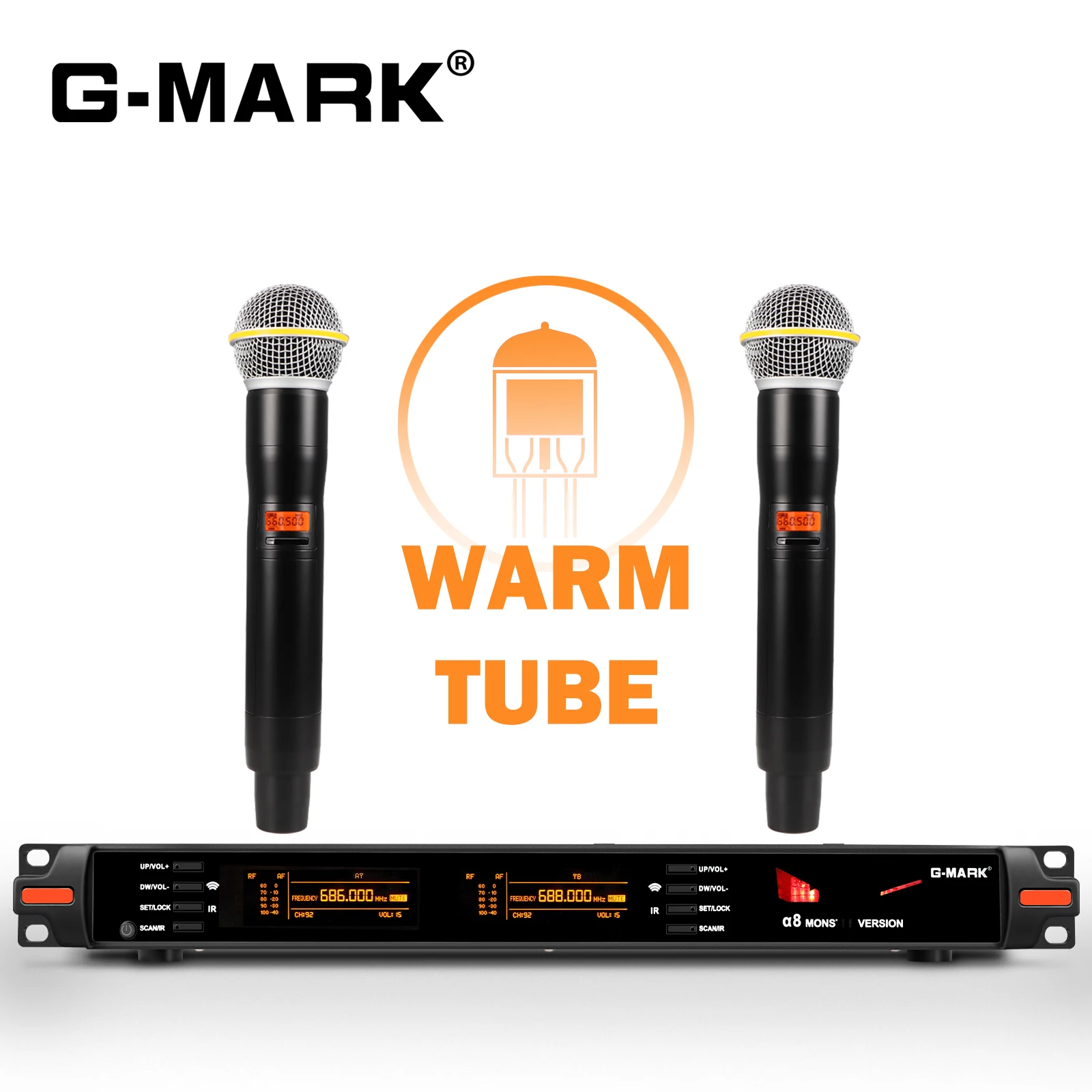 Tube Wireless Microphone G-MARK α8 Professional UHF Real HiFi Electronic Valve Karaoke System Mic For Stage Church Party Show