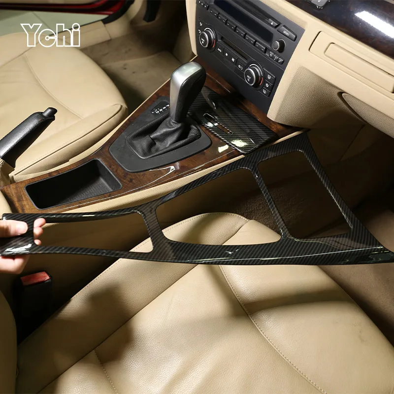 Фото LHD ABS углеродное волокно для BMW 3 серии E90 E92 E93 2005-2012 Автомобильная центральная консоль переключения передач рамка Панель наклейка автомобильные аксессуары №1