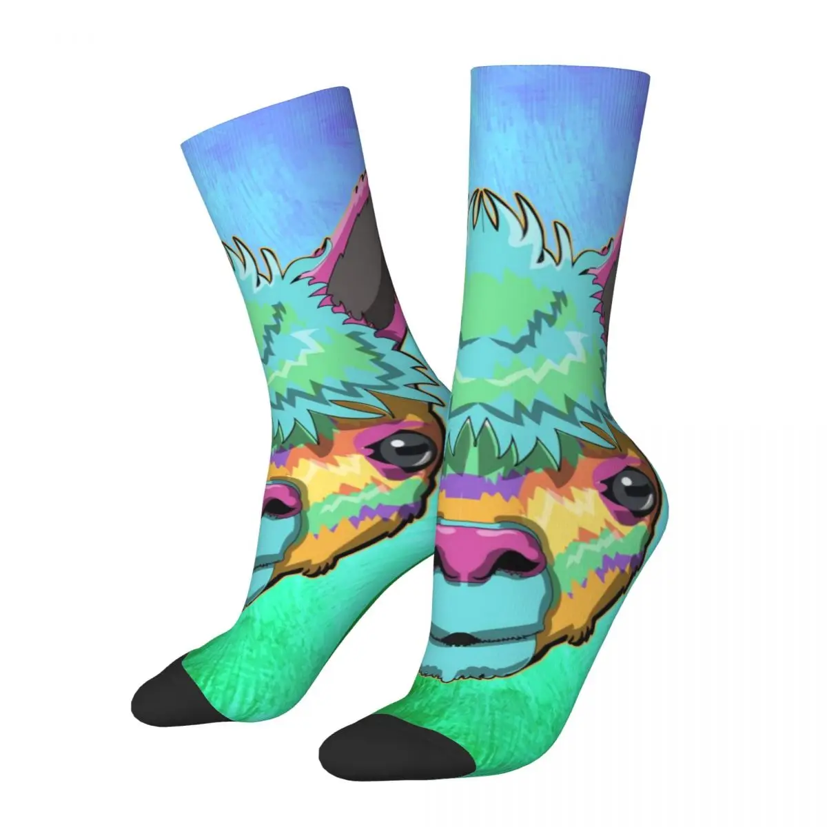 

Happy Funny Men's Compression Socks Llama Alpaca Splash Animal Retro Harajuku Cute Alpaca Hip Hop Seamless Crew Crazy Sock