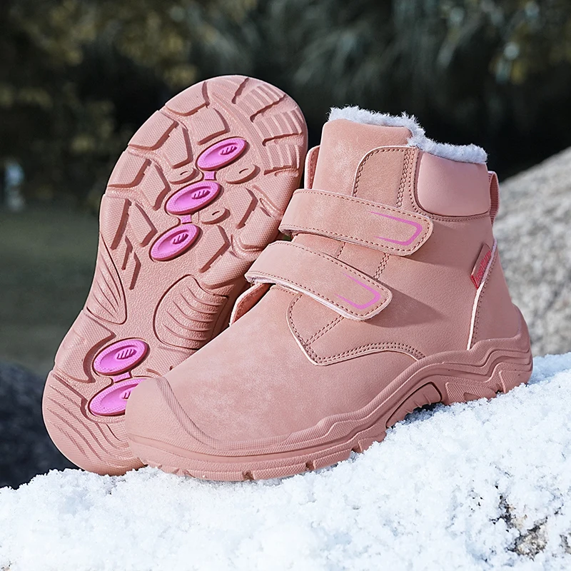 Winter Warm Fur Snow Boots Children Furry Shoes Boys Girl Non-slip Leather Waterproof Kids Botines Chaussure Enfant Sneaker enlarge