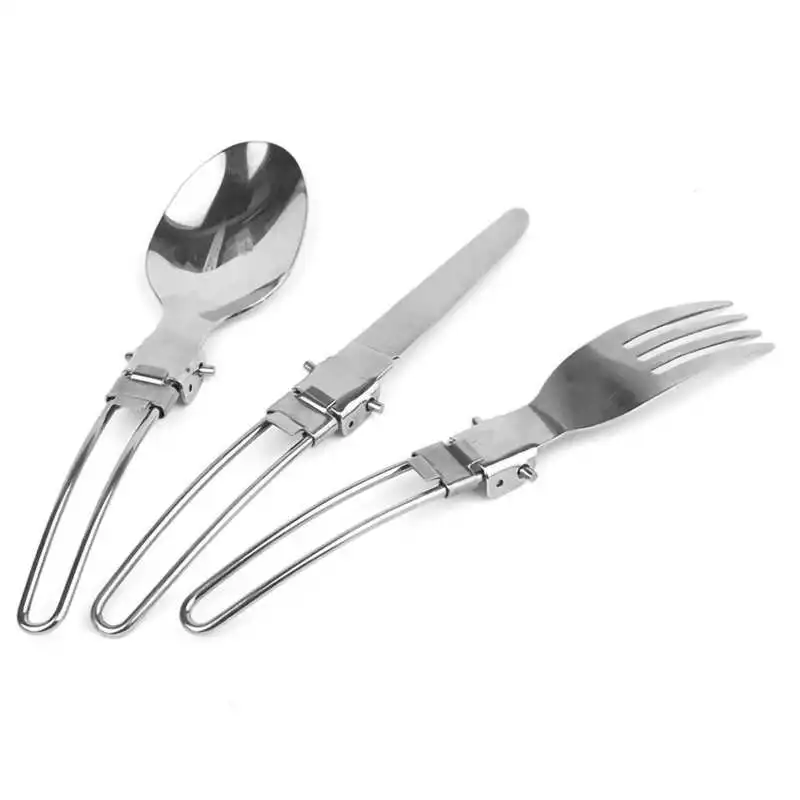 

3PCS/Set Knife Fork Spoon Camping Cutlery Set Stainless Steel Portable Folding Tableware Set