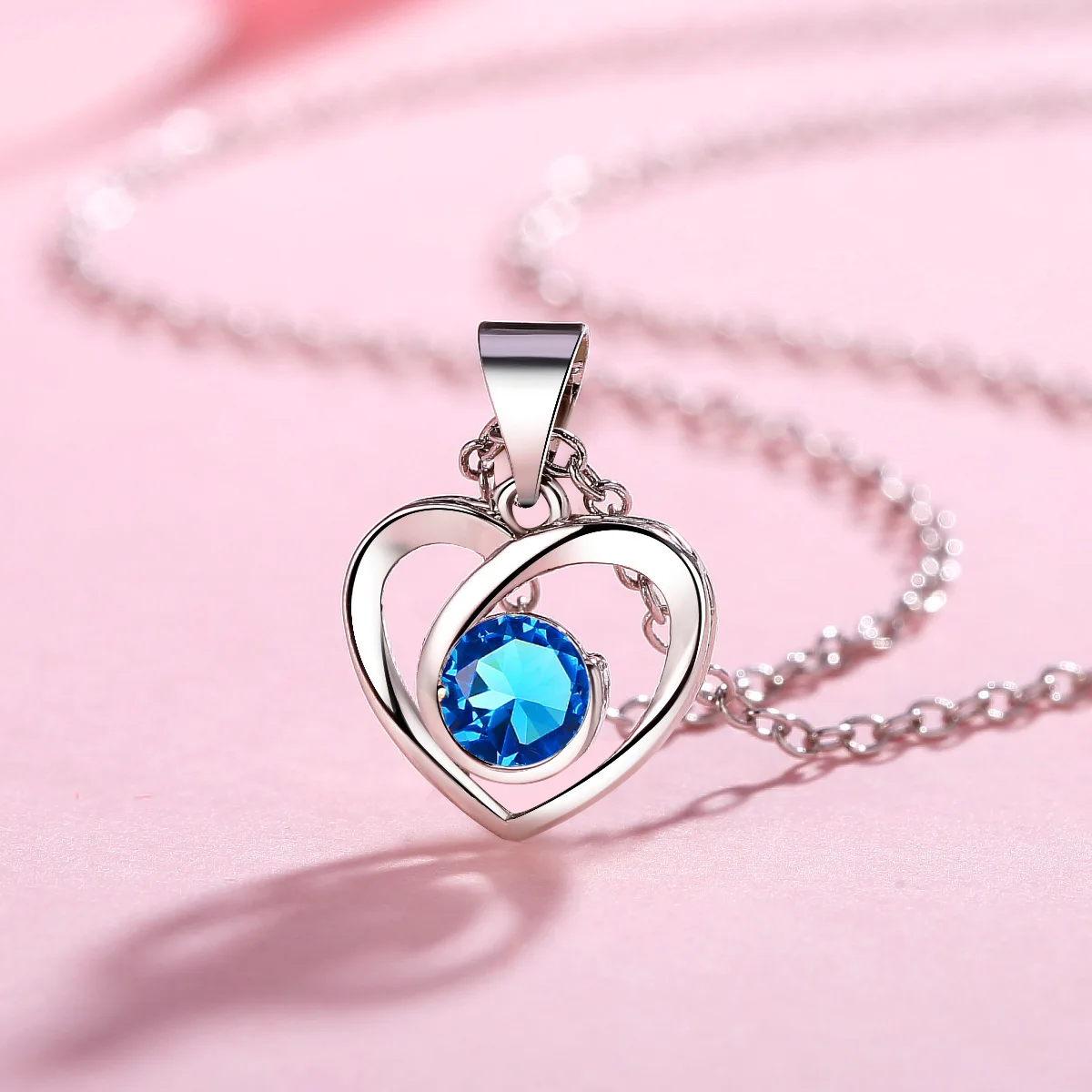 

Blue Crystal Heart Pendant Of Necklace Korean Peach Heart Necklace Pendant For Women Necklaces & Pendants Without Chain