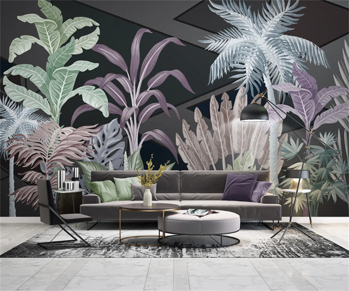 

Customize any size 3D wallpaper wall painting Nordic light luxury plant coconut tree geometric TV sofa background wall painting