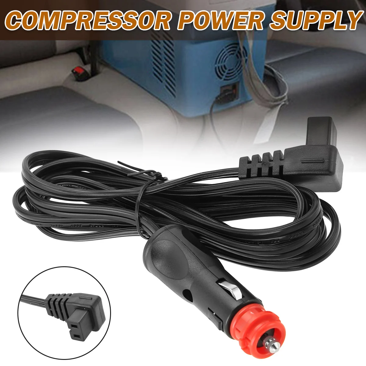 

1pc 2-meter Vehicle Mini Refrigerator Compressor Power Cable Cigarette Lighter Plug Connection Cables Car Accessories