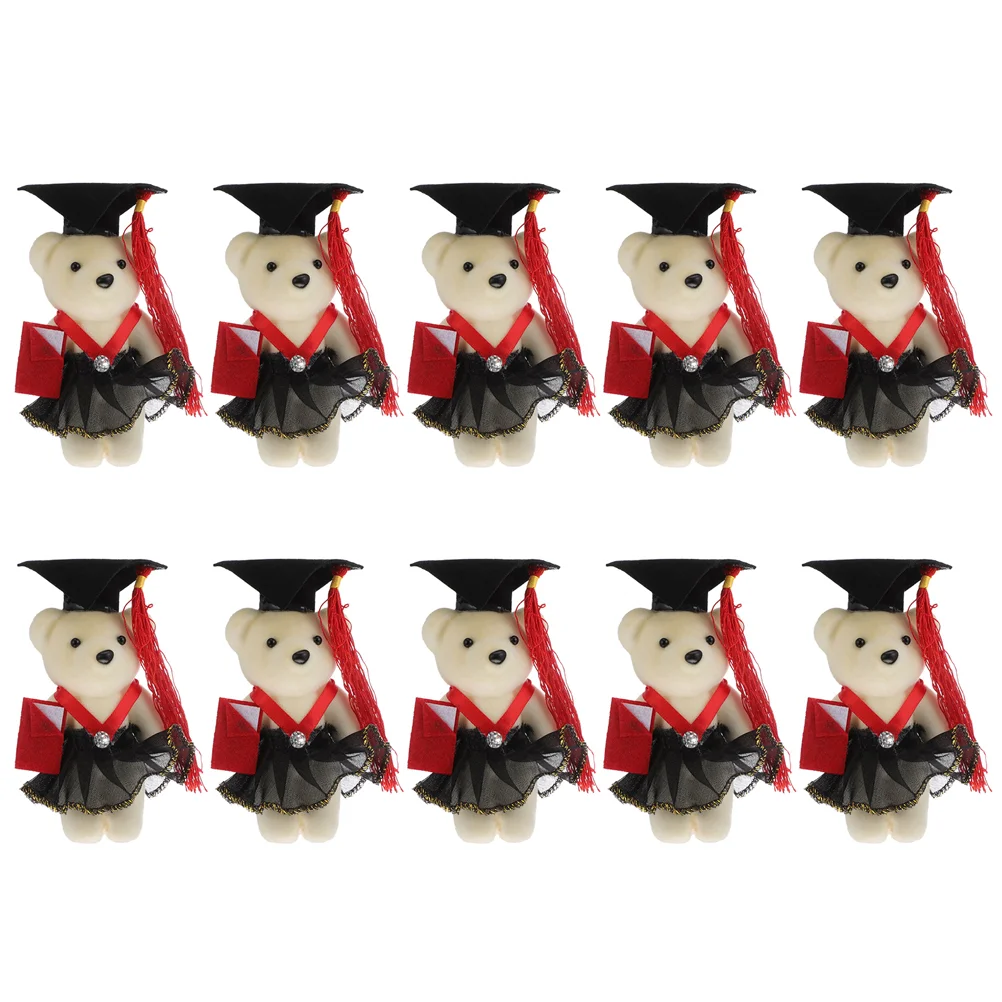 

10 Pcs Mini Graduation Bear Gift Stuffed Animal Toys Flower Bouquet Party Supplies Plush 2022 Craft Commencement Ornaments