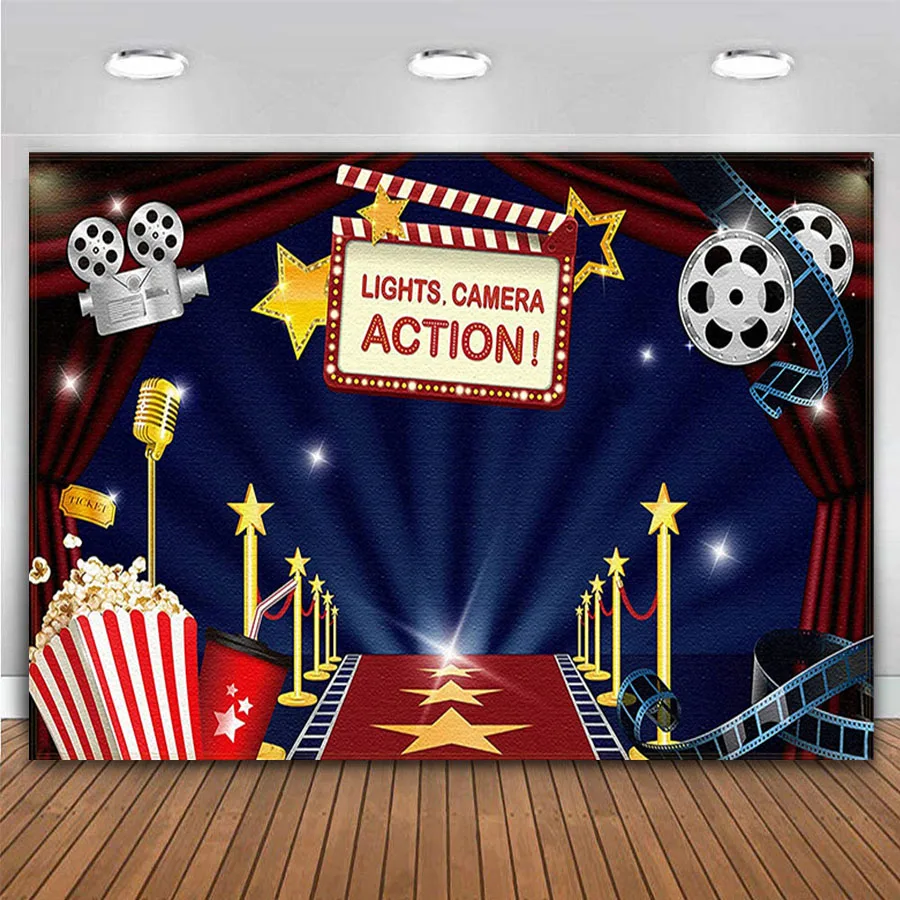 

Постер с изображением фильма ночного дня рождения, настенный баннер, декорация, фон для фотосъемки, награды, праздничная фотобудка с красной ковровой дорожкой