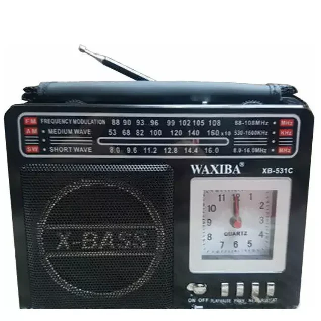 Фото 2025 Waxiba XB-531C X-bass Портативные средние коротковолновые кварцевые часы Mp3-плеер Фонарик Перезаряжаемый FM Am Sw 3-полосный радиоприемник с №2