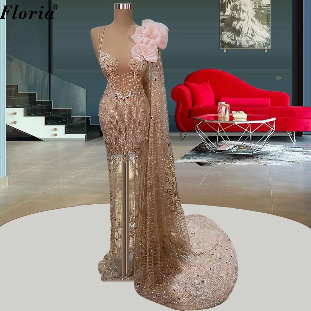 

Popular Heavy Handmade Celebrity Dresses For Women Luxury Sparkly Evening Dresses Beaded Formal Occasion Dress Vestidos De Mujer