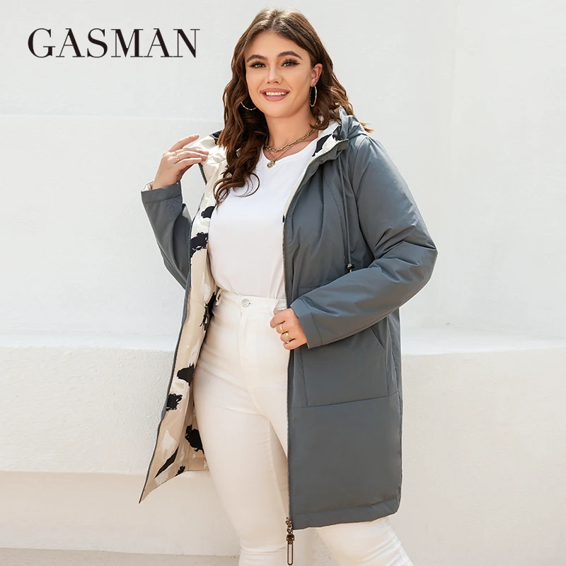Куртка GASMAN женская с капюшоном двусторонняя средней длины весна 2022 - купить по