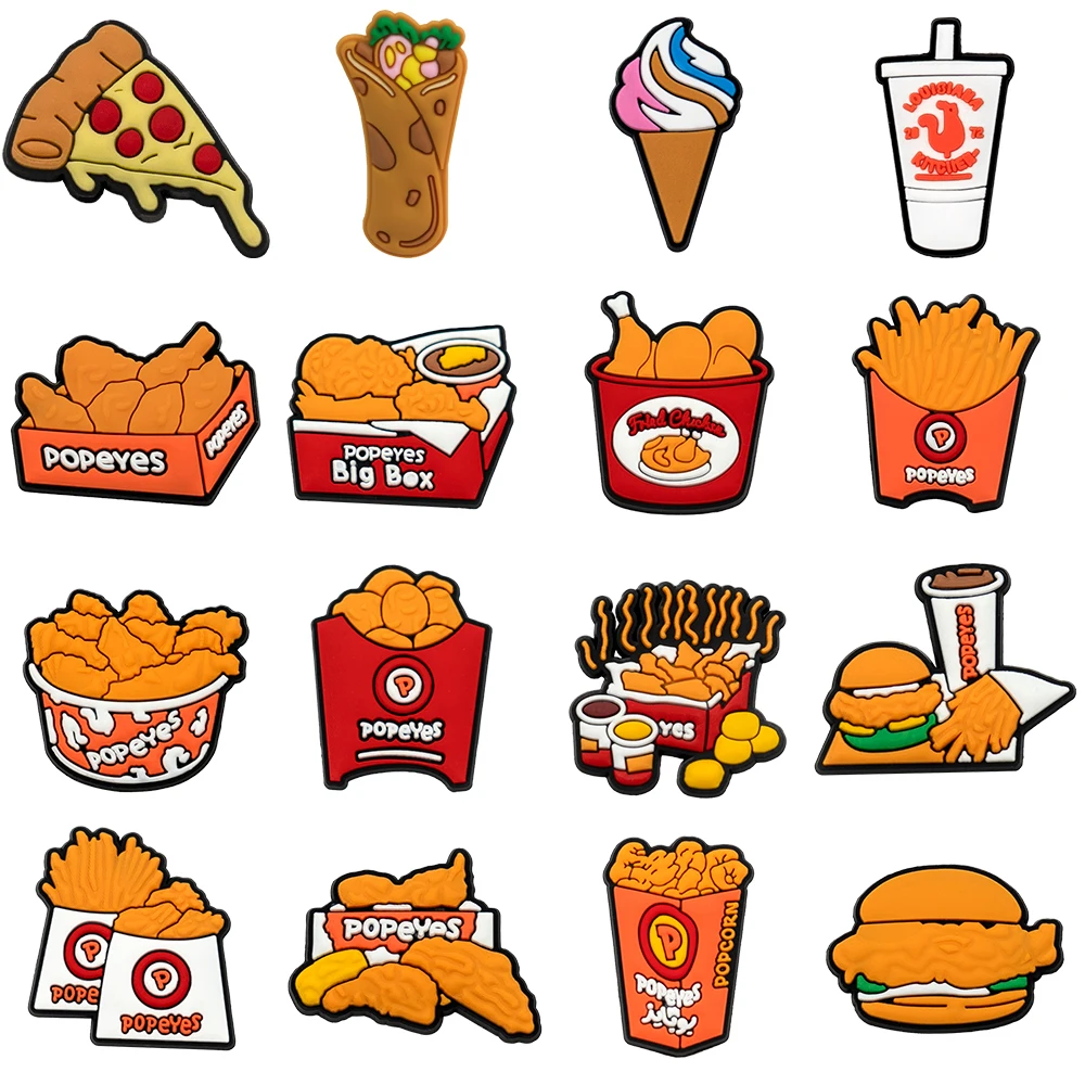 1/16 шт. подвески для обуви милые вкусные еды жареная курица суши десерты пряжки