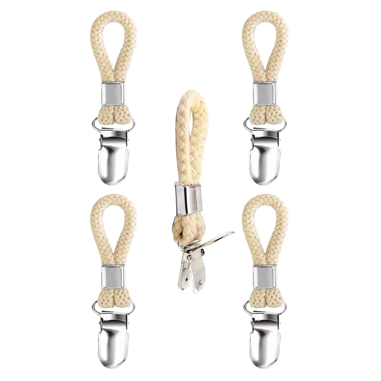 

Braided Cotton Loop Towel Clip With Metal Clamp Multipurpose Cloth Hanger For Hanging Home Bathroom Kitchen RV Storage Folder