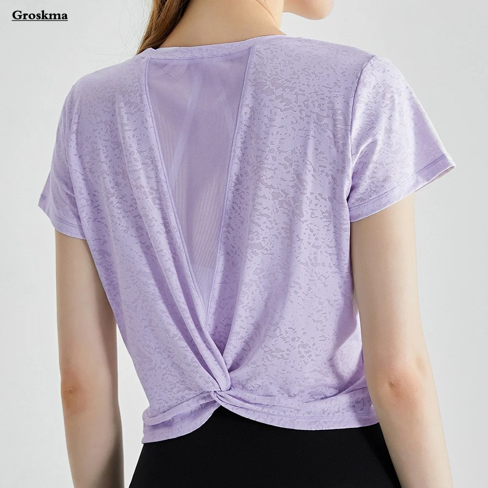 

Quick Dry Mesh Patchwork Yoga T-Shirts Women Summer Workout Running Sportswear Tees Fitness Gym Tops Clothing Ropa Deportiva