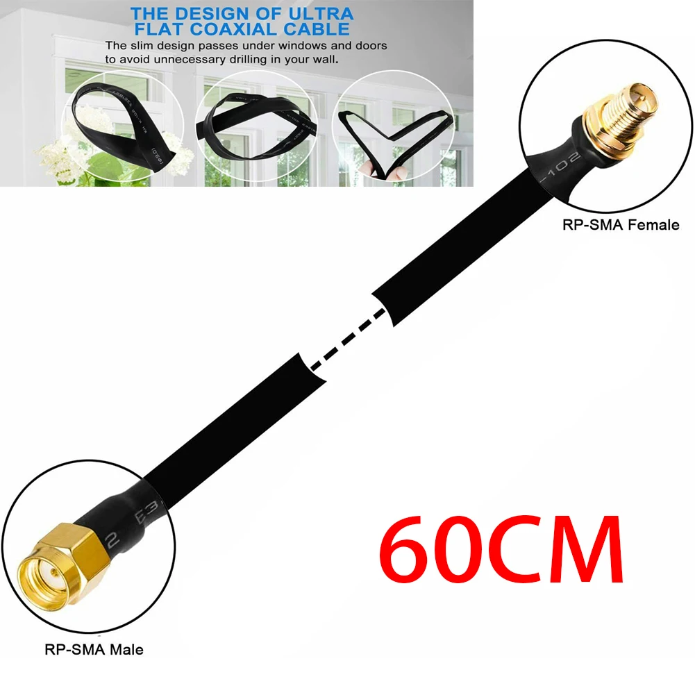 

New 60cm Flat Coaxial Cable Extension Pigtail Helium Hotspot Miner Antenna LoRa Flat-Window And Door Feed Thru Coaxial Cable