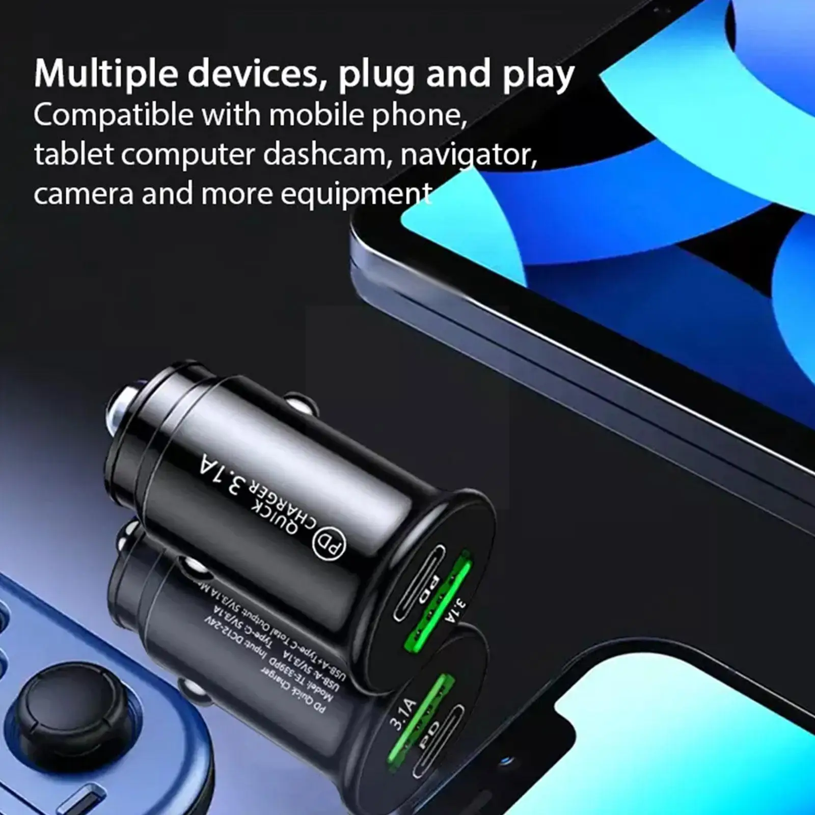 

Автомобильное зарядное устройство USB C QC 3,0 PD 20 Вт Тип C, быстрая зарядка, автомобильное зарядное устройство для телефона для IPhone 12 13 Pro Xiaomi Huawei ...