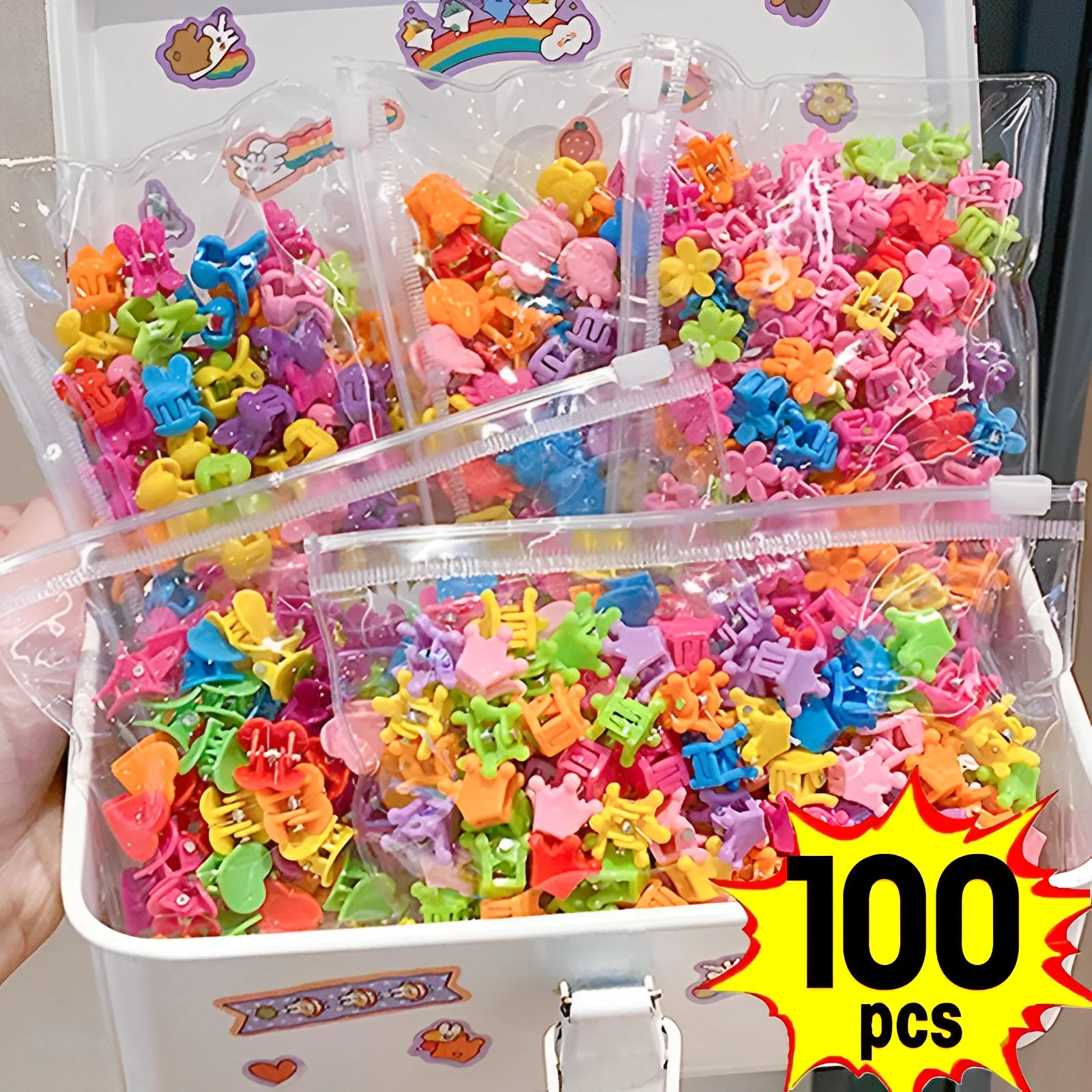 Милые маленькие заколки-Крабики для девочек Красочные заколки волос с цветами и