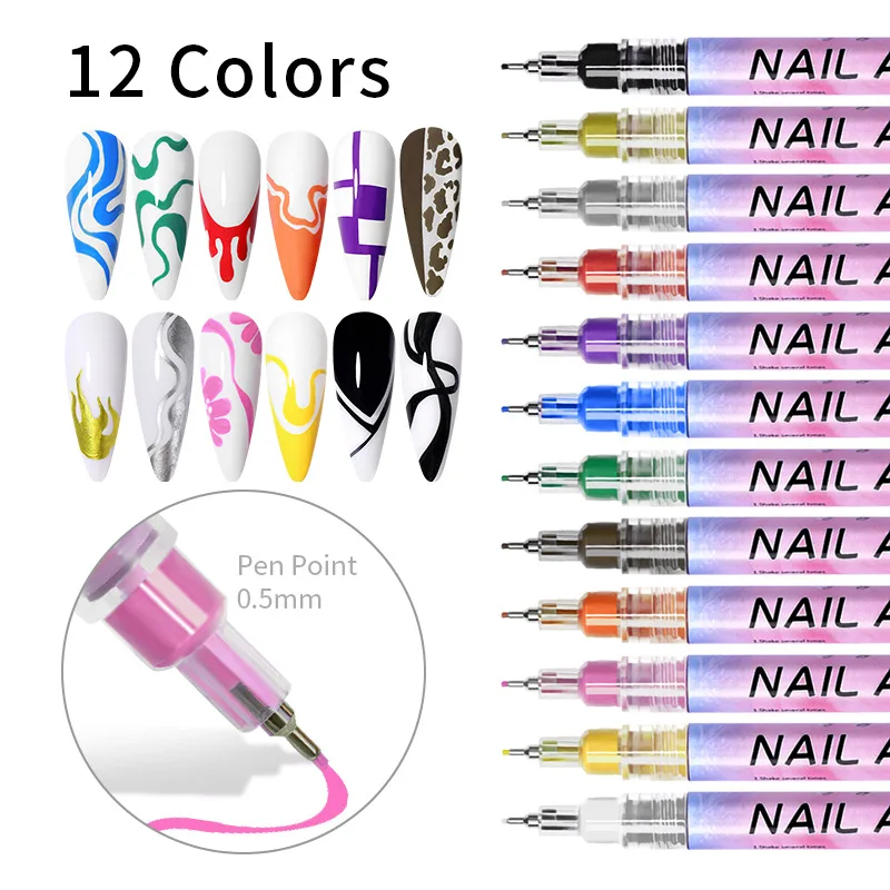 

Nail Art Drawing Graffiti Pen Waterproof Painting Liner Gel Pencil DIY 3D Abstract Line Fine Detail Flower Pattern Manicure Tool