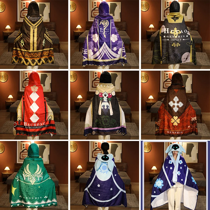 Игровая накидка Genshin Impact плюшевая реквизит для косплея фланелевое одеяло с