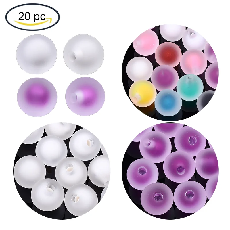 

20pc Transparent Acrylic Beads Rubber Style Bead in Bead Half Drilled Beads Round Mixed Color 15.5x15mm Half Hole: 3.5mm