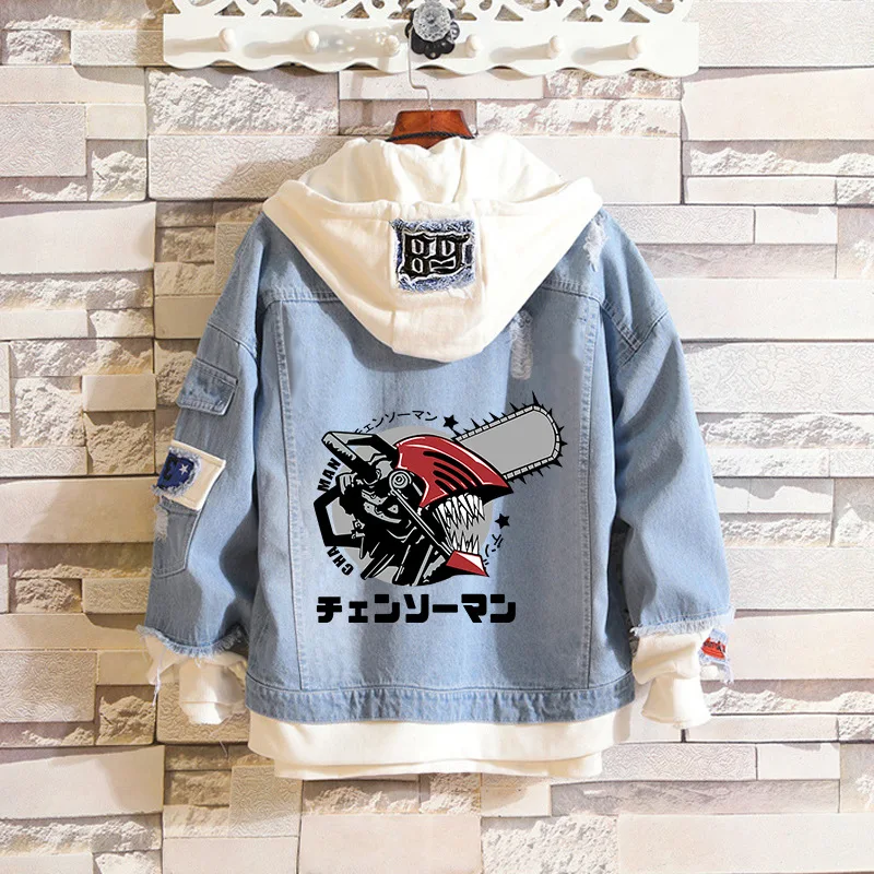 

Куртка Аниме бензопила Мужская джинсовая куртка почета куртки с капюшоном Denji Толстовка костюмы модные повседневные топы унисекс пальто с ...