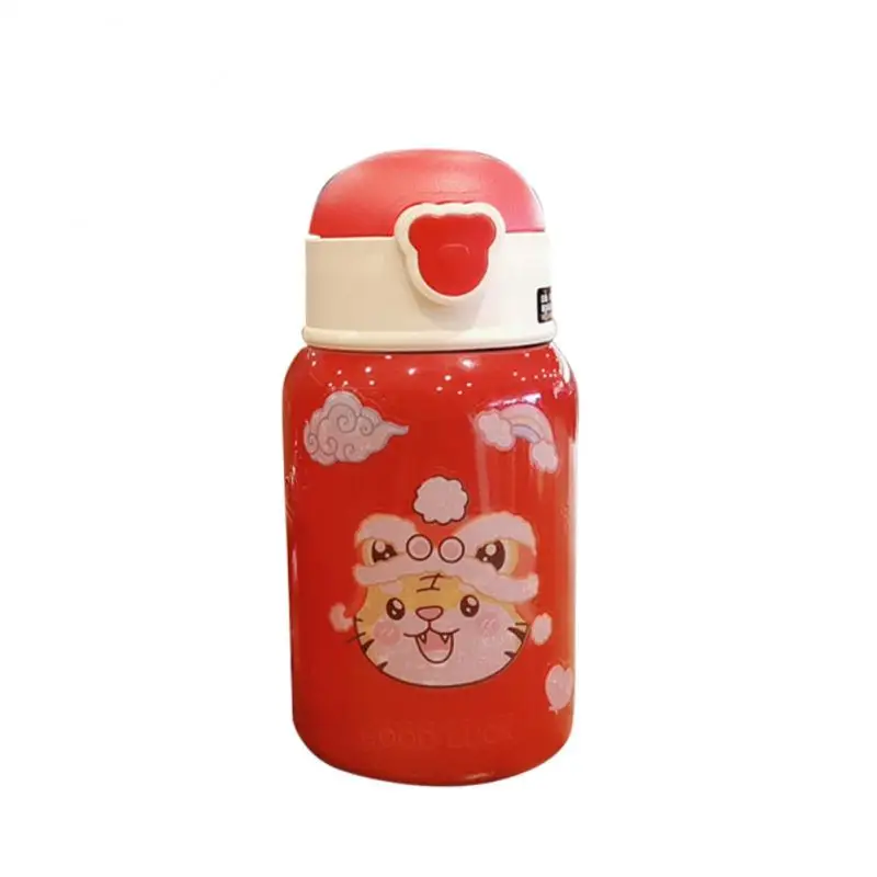 

450ml Stainless Steel Vacuum Flask Kid Cartoon Straw Thermos Cup Student Portable Silicone Water Cup Cover DIYsticker Coffee Mug