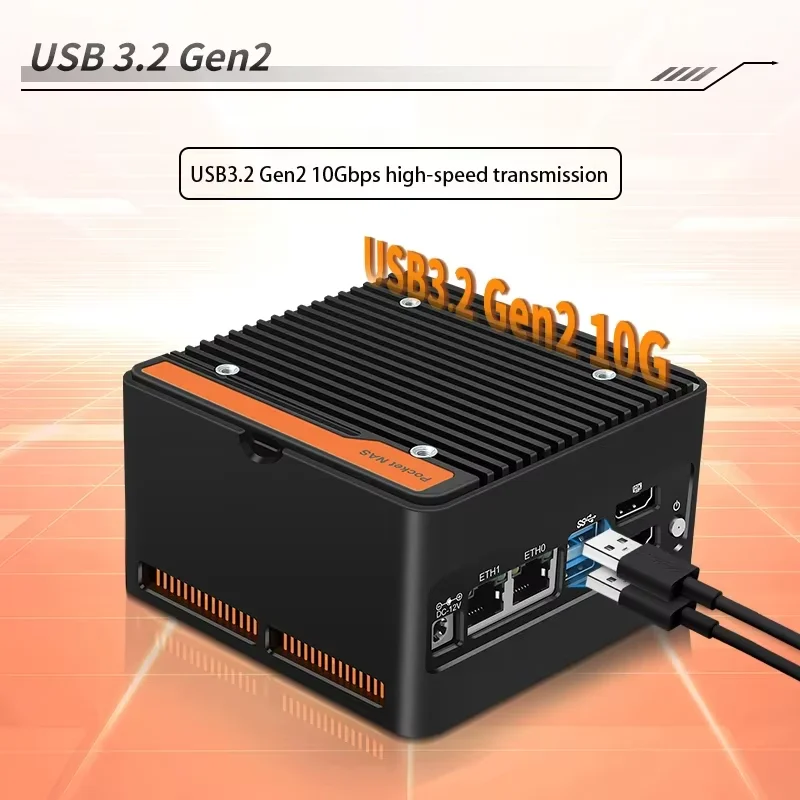Фото Topton 6-дисковый карманный NAS-сервер Intel i3 N305 N100 N150, мини-ПК с функцией фаервола, 2x2.5G LAN, 4xM.2 NVMe, 2xSATA3.0, DDR5, 2xUSB3.2, 2xHDMI2.0 №4