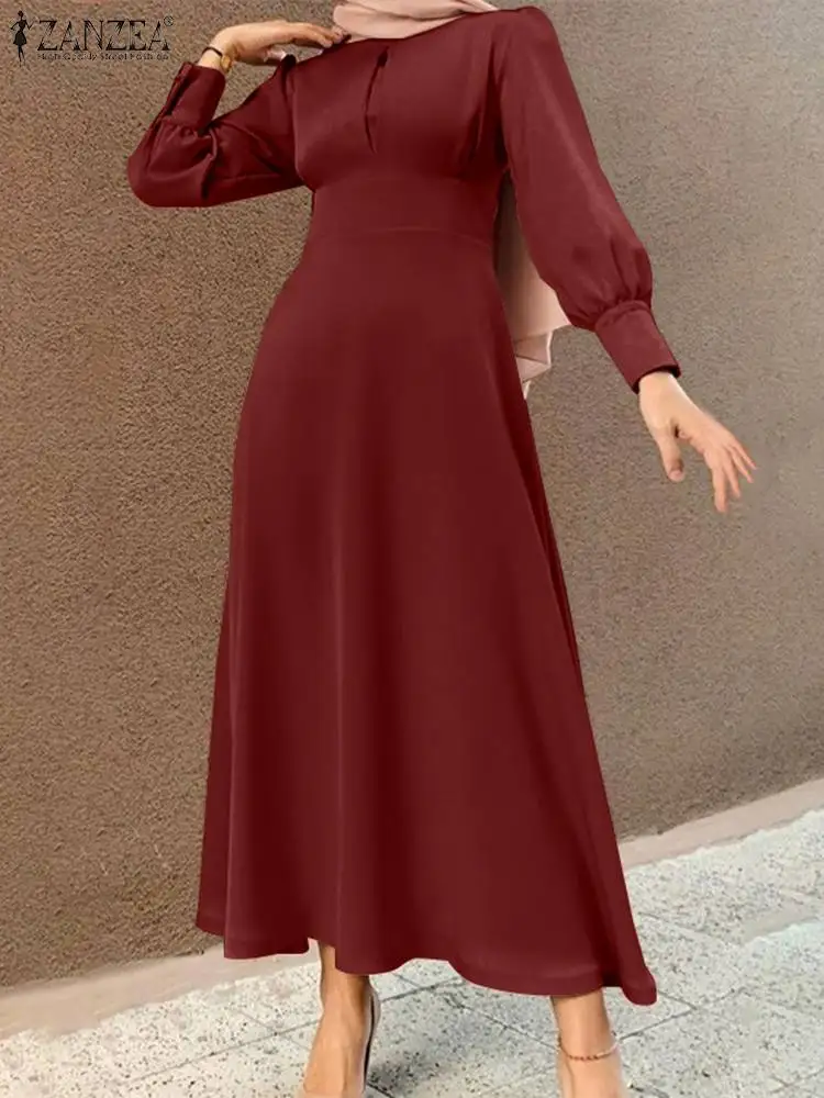 Женское платье с длинным рукавом, круглым вырезом и пуговицами