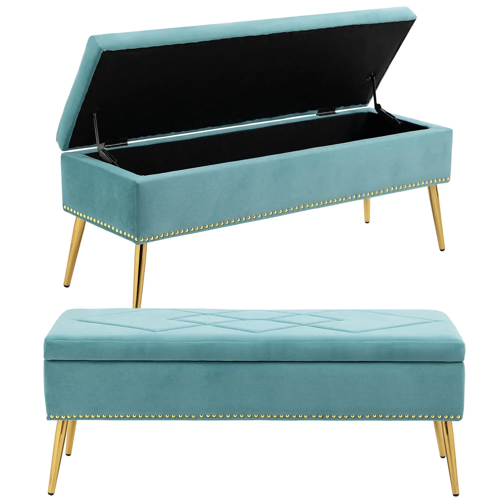 Современная бархатная подставка для ног с мягкой обивкой и заклепками