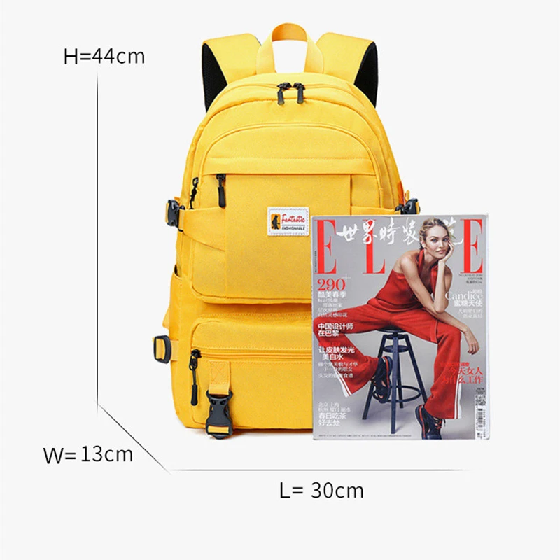 Fashion Large Backpack Kids School Bags for Girls Waterproof Oxford School Backpack for Teenagers Yellow Schoolbag